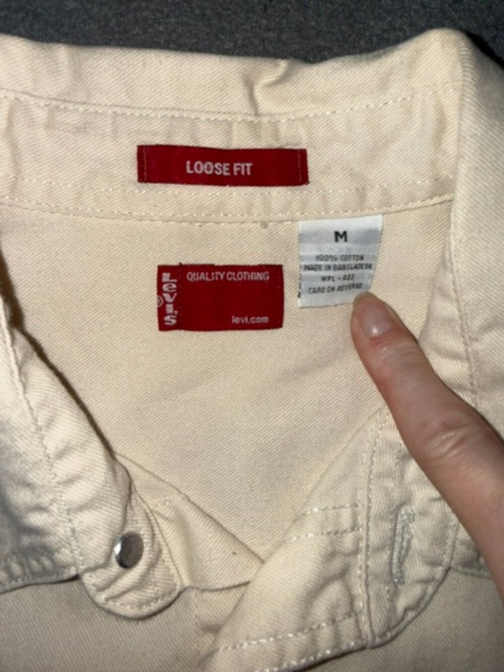 Levi's Men's Red Tab Cotton Jean Shacket Jacket Cream Size Medium - Picture 2 of 5